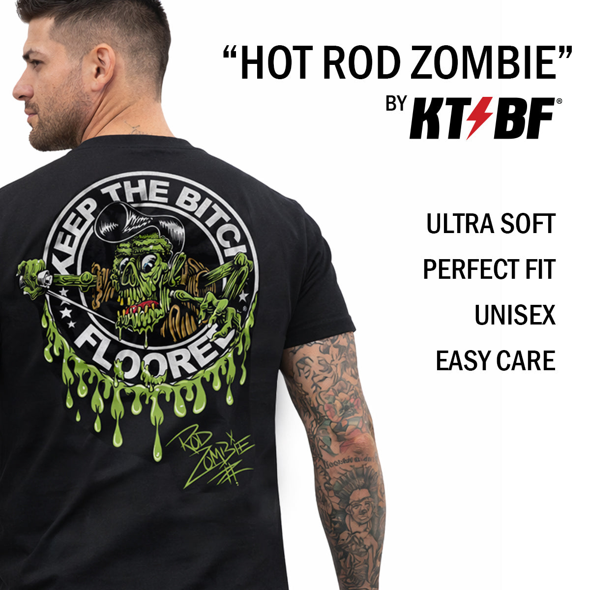 KTBF® 'Hot Rod Zombie' T-Shirt: Where Speed Awakens the Zombie
