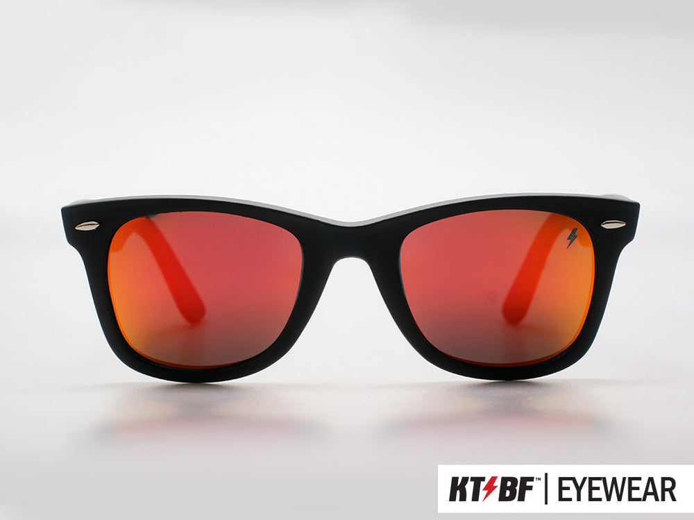 KTBF™ | SHIELD polarized sunglasses - Matte Black / Red Orange Mirror